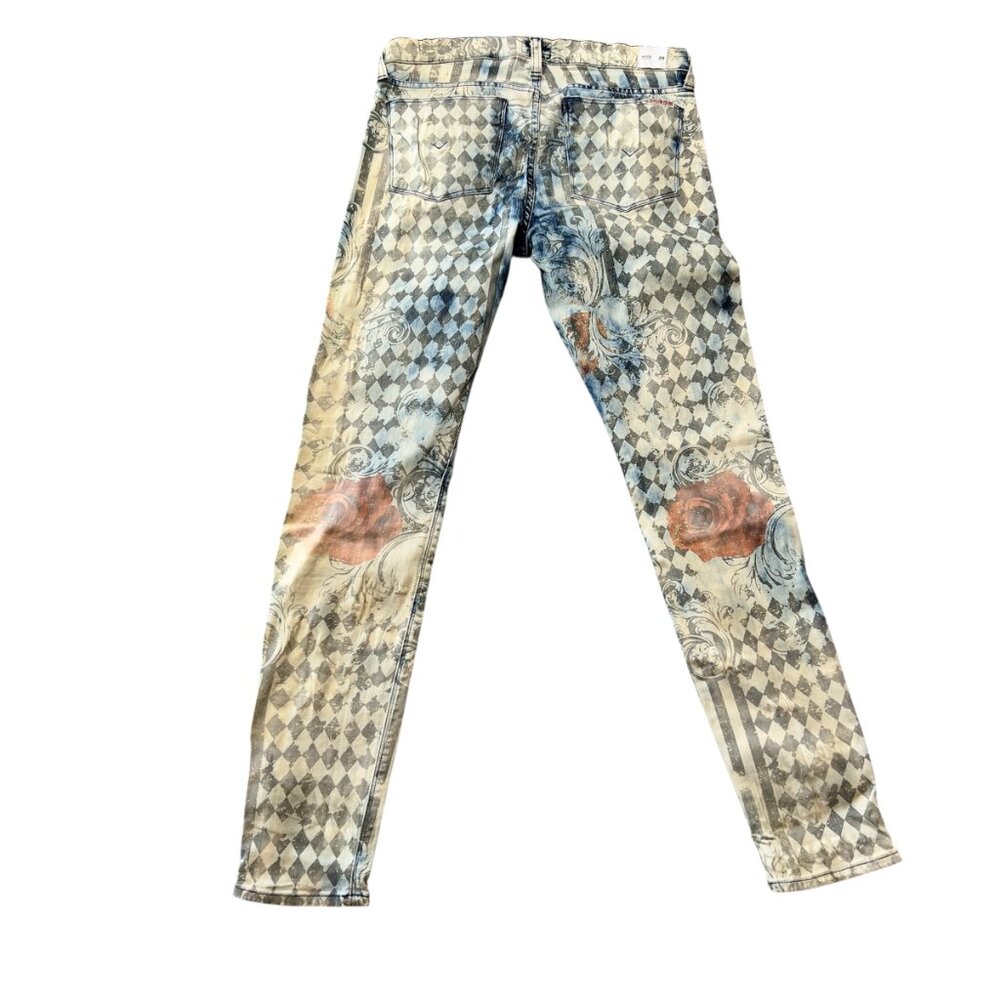 HUDSON Krista Roses Graphic Super Skinny Jeans Sz 29 Streetwear Art to Wear - Picture 2 of 11